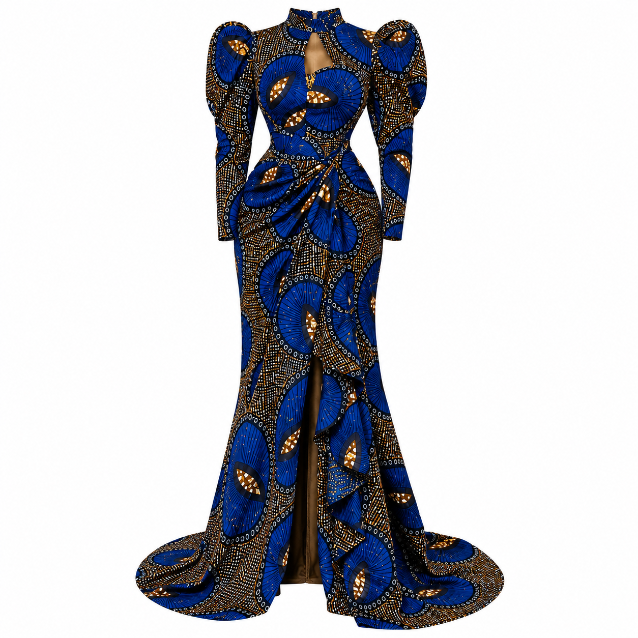 ROBE LONGUE WAX BLEU ÉLÉGANCE