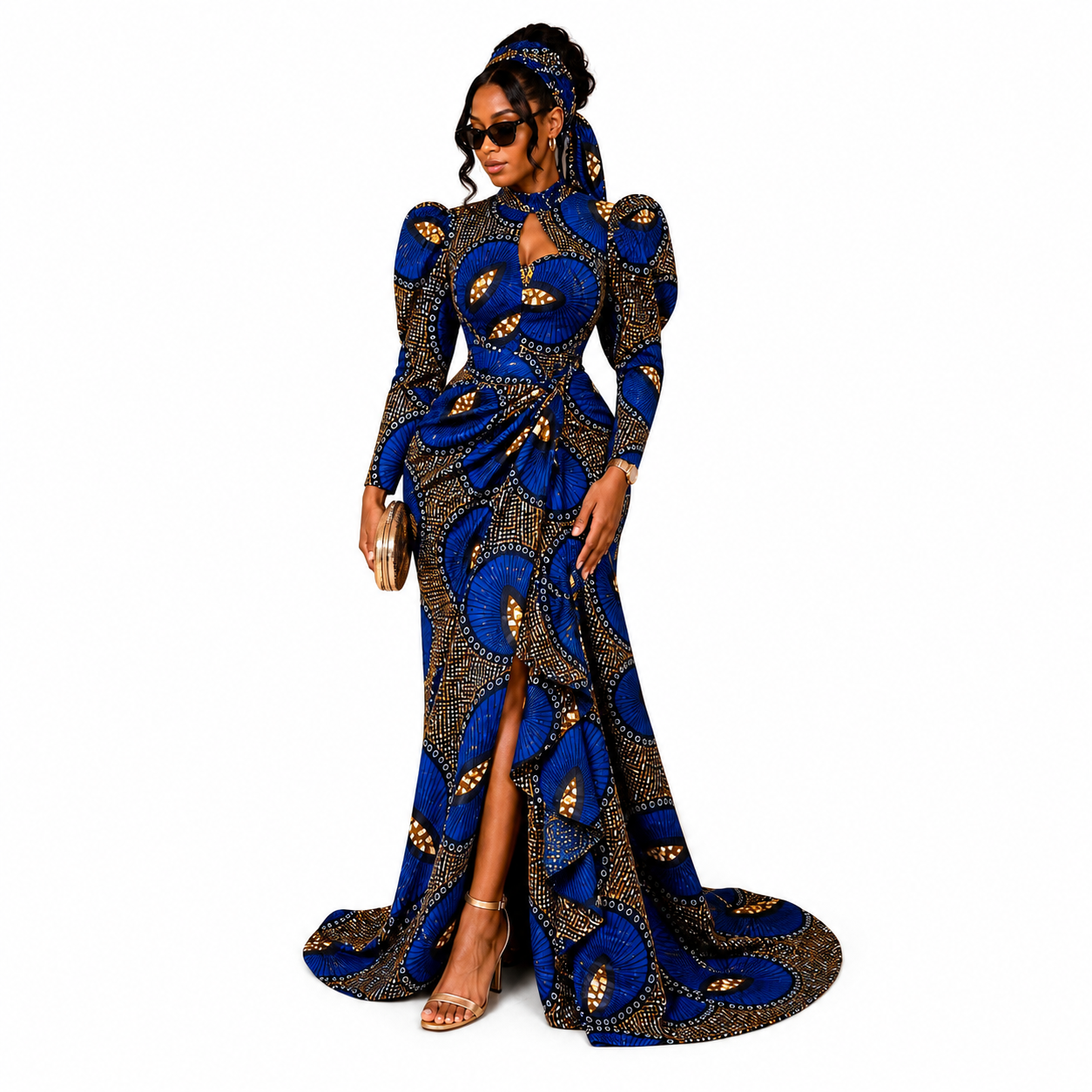ROBE LONGUE WAX BLEU ÉLÉGANCE