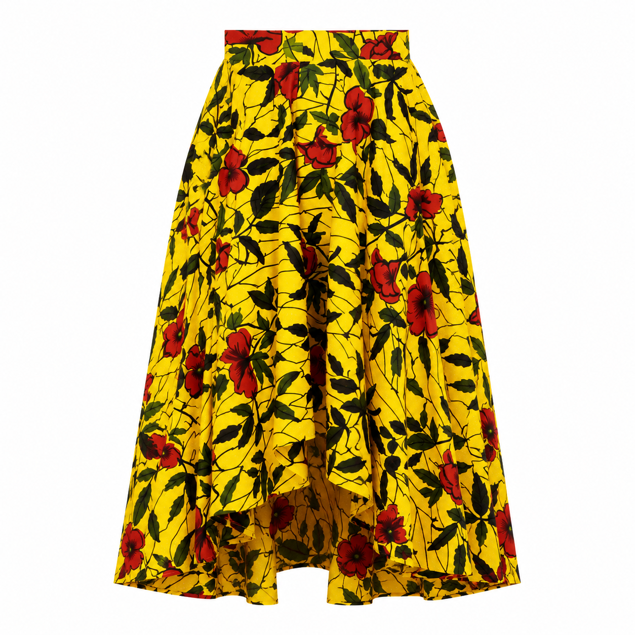 JUPE EN WAX JAUNE HIBISCUS