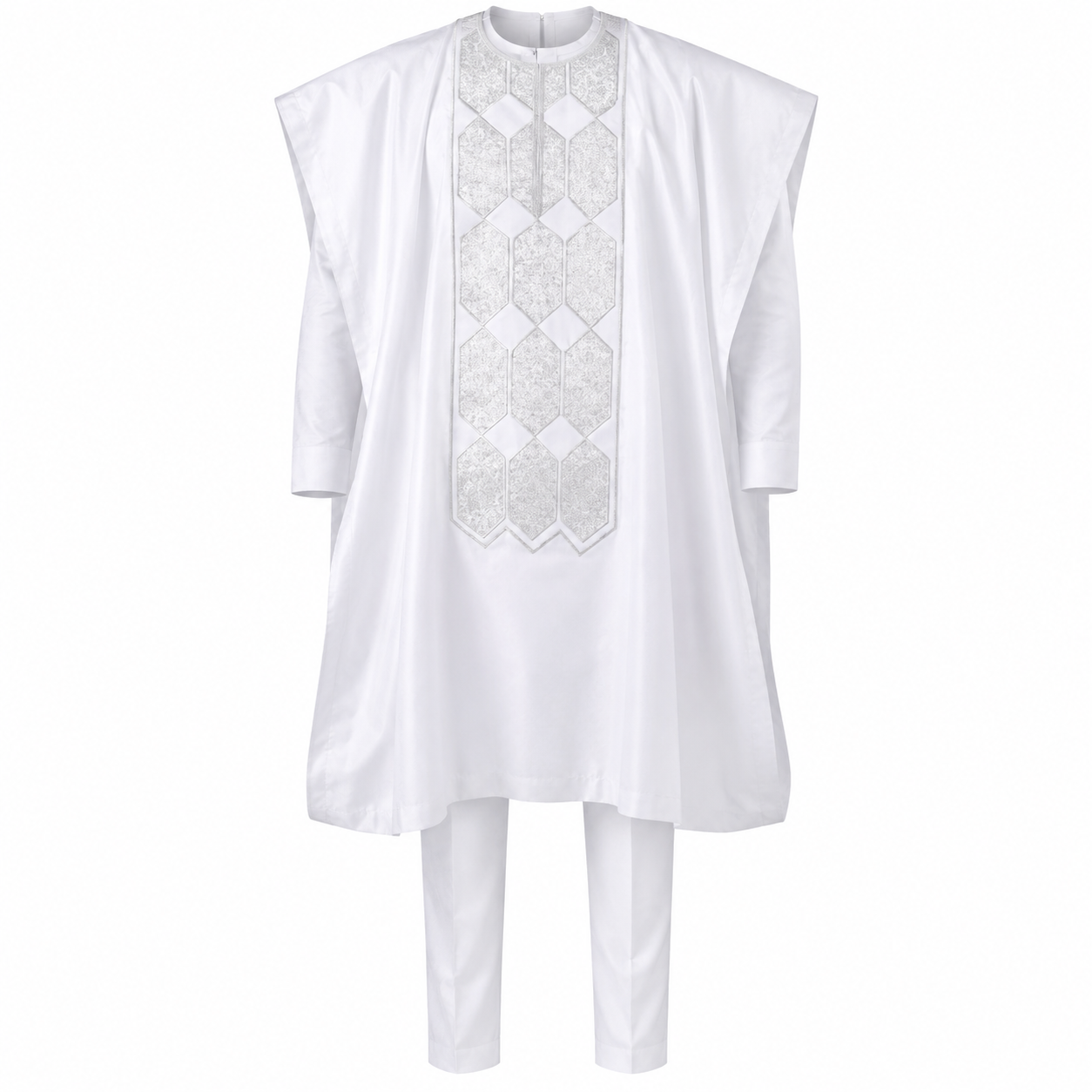 ENSEMBLE 3 PIÈCES EN BAZIN BLANC
