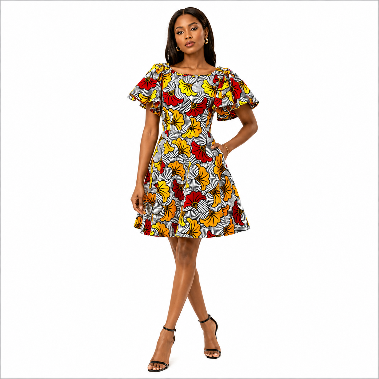 ROBE COURTE PATINEUSE EN WAX MOTIF FLEUR DE MARIAGE