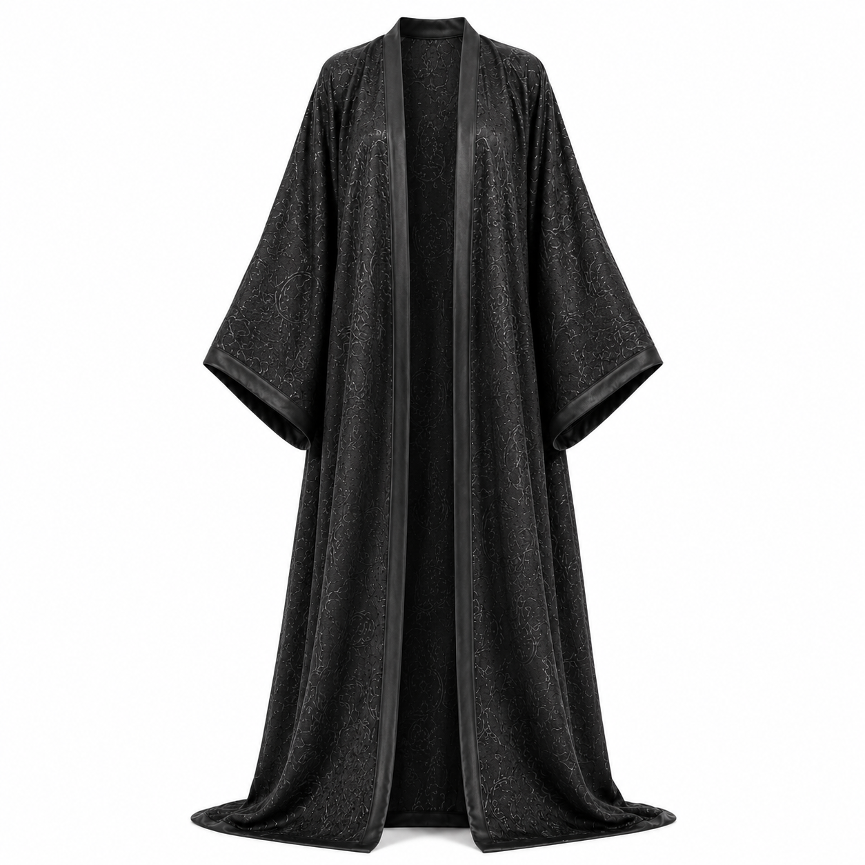 KIMONO LONG EN BROCARD NOIR