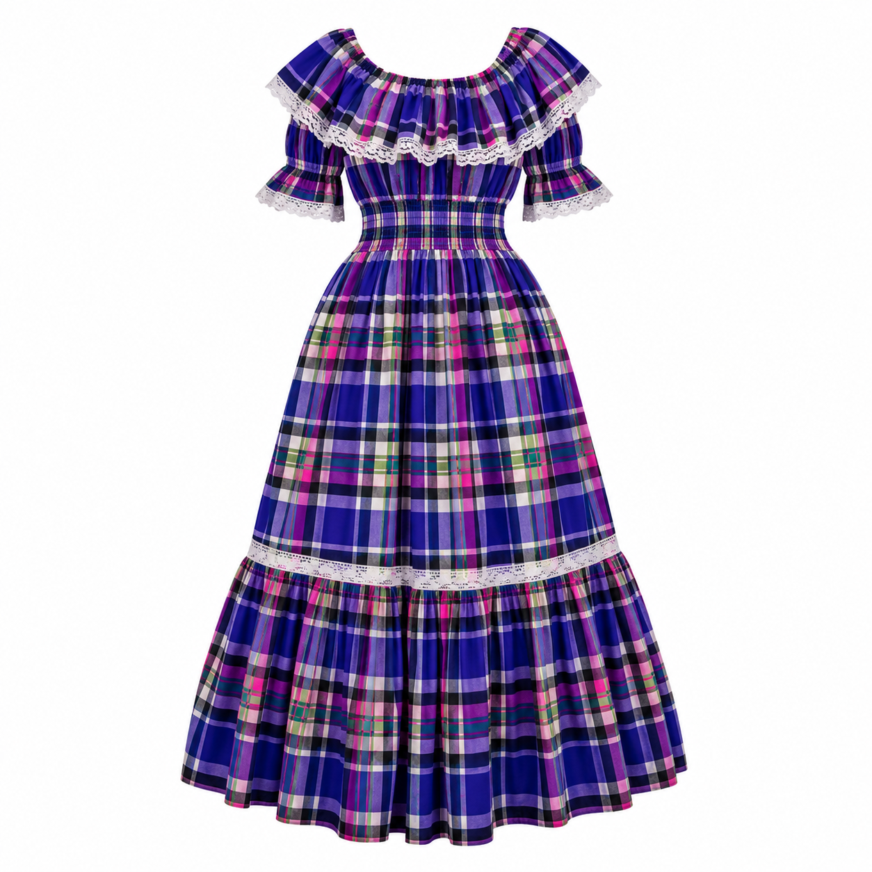 ROBE WAX IMPRIMÉ MADRAS VIOLETTE