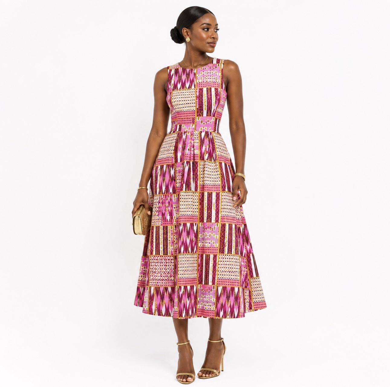 ROBE MIDI ÉVASÉE ROSE