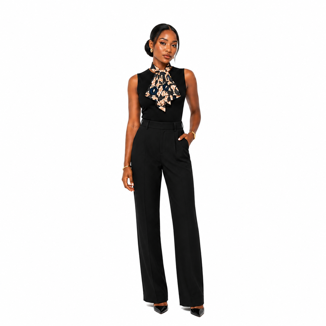 CRAVATE FEMME EN WAX – MOTIF BLEU SABLE